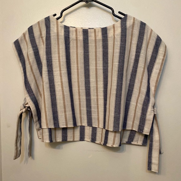 Mustard Seed Tops - Mustard Seed Side-Tie Stripped Cropped Blouse